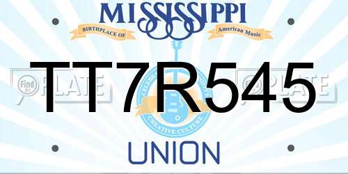 TT7R545 Mississippi License Plate