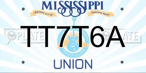 TT7T6A Mississippi License Plate