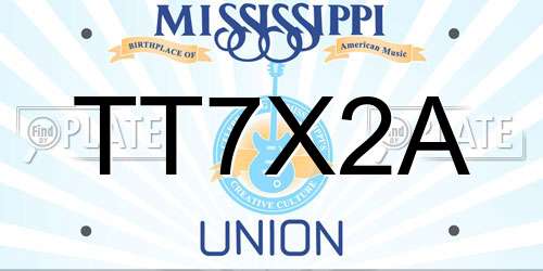 TT7X2A Mississippi License Plate