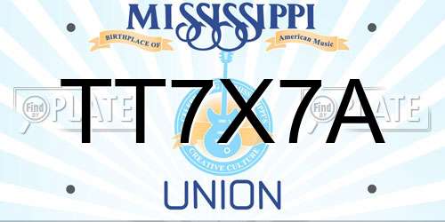 TT7X7A Mississippi License Plate