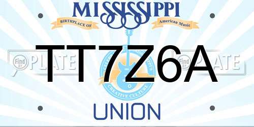 TT7Z6A Mississippi License Plate