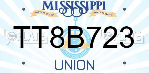 TT8B723 Mississippi License Plate