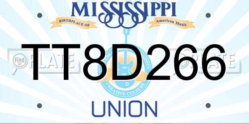 TT8D266 Mississippi License Plate