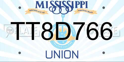 TT8D766 Mississippi License Plate