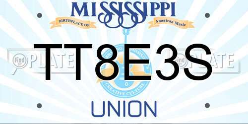 TT8E3S Mississippi License Plate