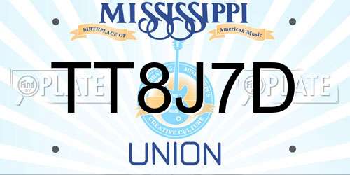 TT8J7D Mississippi License Plate
