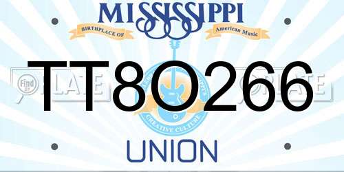 TT8O266 Mississippi License Plate
