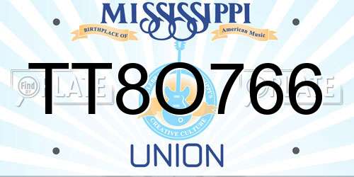 TT8O766 Mississippi License Plate