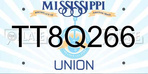 TT8Q266 Mississippi License Plate