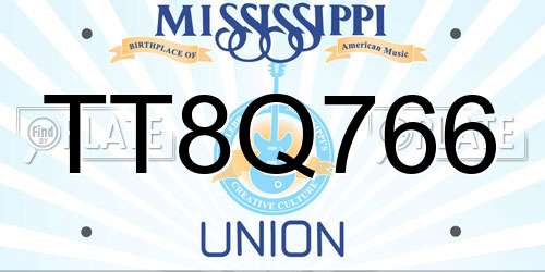 TT8Q766 Mississippi License Plate