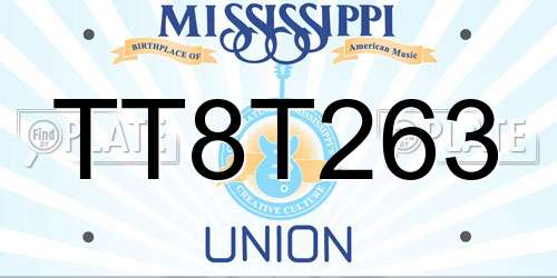 TT8T263 Mississippi License Plate