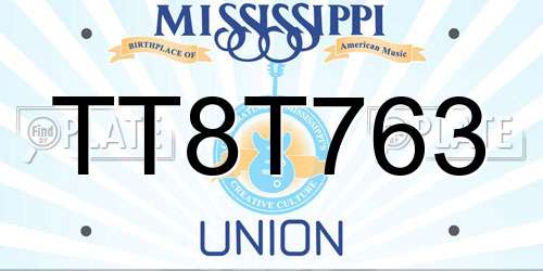 TT8T763 Mississippi License Plate