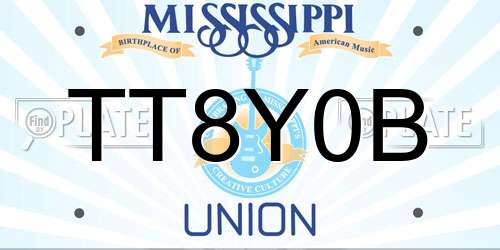 TT8Y0B Mississippi License Plate