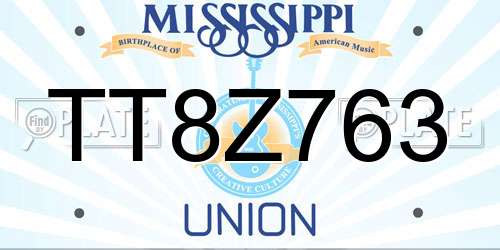 TT8Z763 Mississippi License Plate