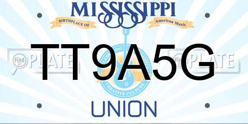 TT9A5G Mississippi License Plate