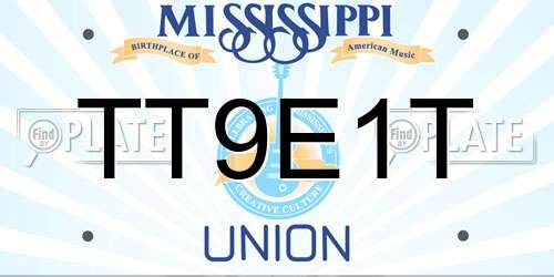 TT9E1T Mississippi License Plate