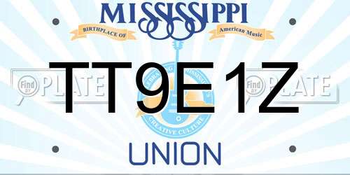 TT9E1Z Mississippi License Plate