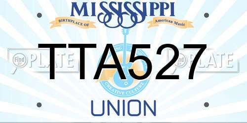 TTA527 Mississippi License Plate