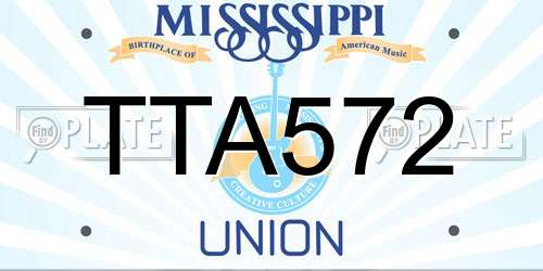 TTA572 Mississippi License Plate