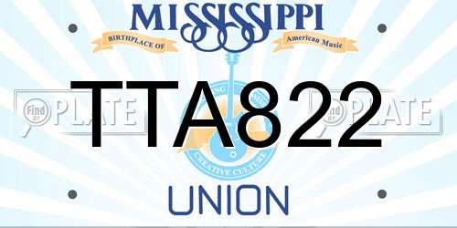 TTA822 Mississippi License Plate