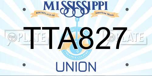 TTA827 Mississippi License Plate