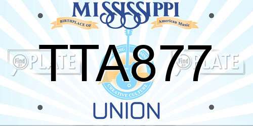 TTA877 Mississippi License Plate