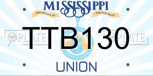 TTB130 Mississippi License Plate