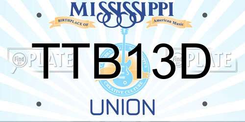 TTB13D Mississippi License Plate