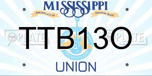 TTB13O Mississippi License Plate