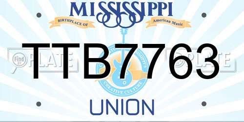 TTB7763 Mississippi License Plate