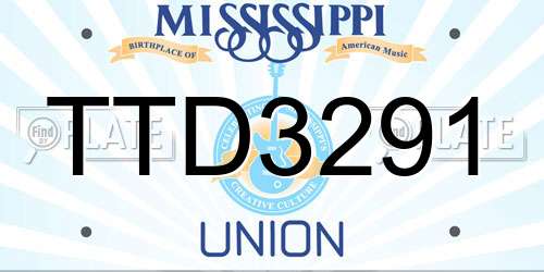 TTD3291 Mississippi License Plate