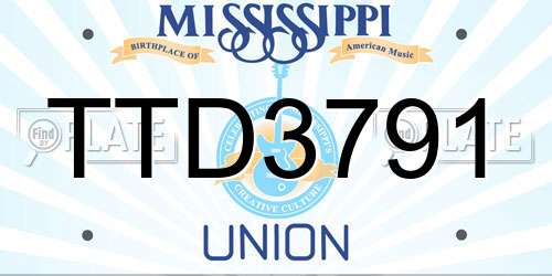 TTD3791 Mississippi License Plate