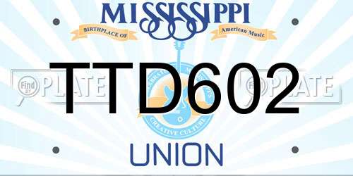 TTD602 Mississippi License Plate
