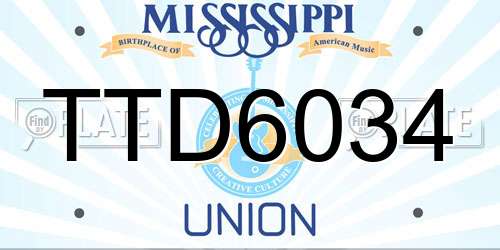 TTD6034 Mississippi License Plate