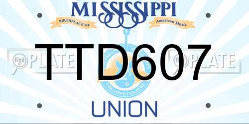 TTD607 Mississippi License Plate