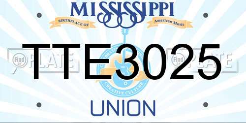TTE3025 Mississippi License Plate