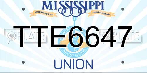 TTE6647 Mississippi License Plate