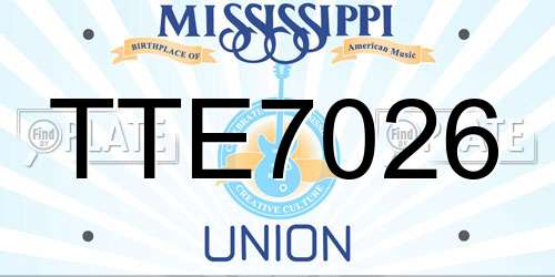 TTE7026 Mississippi License Plate