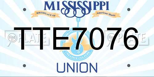 TTE7076 Mississippi License Plate