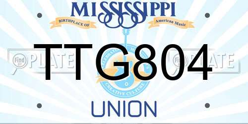 TTG804 Mississippi License Plate