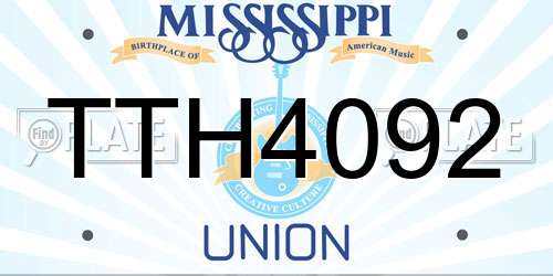 TTH4092 Mississippi License Plate