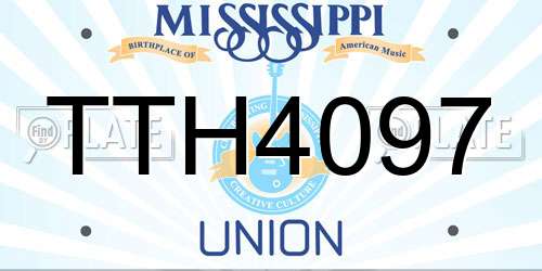 TTH4097 Mississippi License Plate