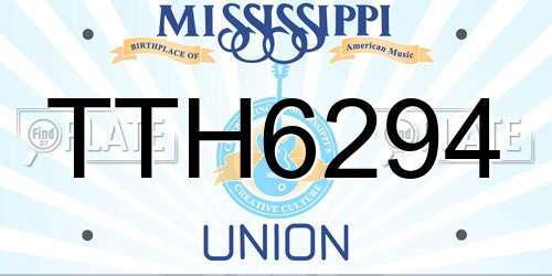 TTH6294 Mississippi License Plate