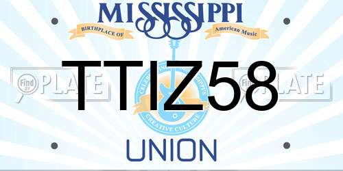 TTIZ58 Mississippi License Plate