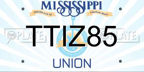 TTIZ85 Mississippi License Plate