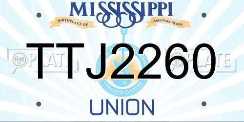 TTJ2260 Mississippi License Plate