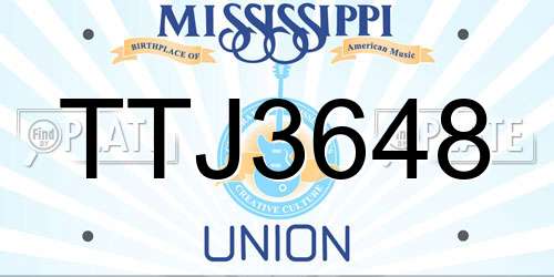 TTJ3648 Mississippi License Plate