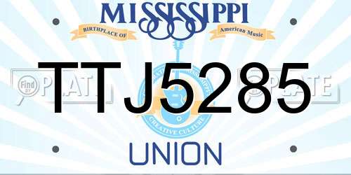 TTJ5285 Mississippi License Plate