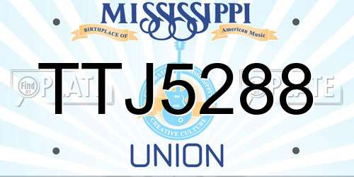 TTJ5288 Mississippi License Plate