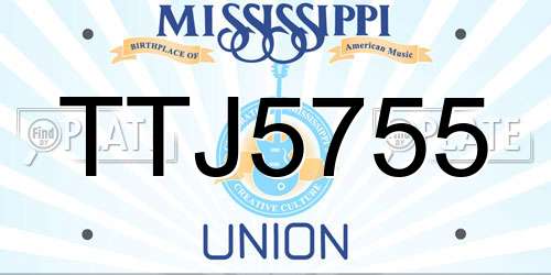 TTJ5755 Mississippi License Plate